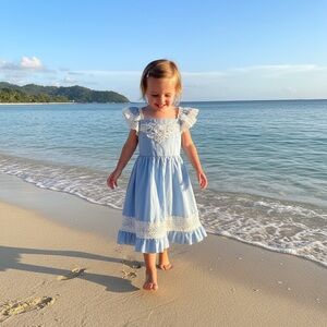 NWT Think Pink pale blue pinafore sundress sz 3T